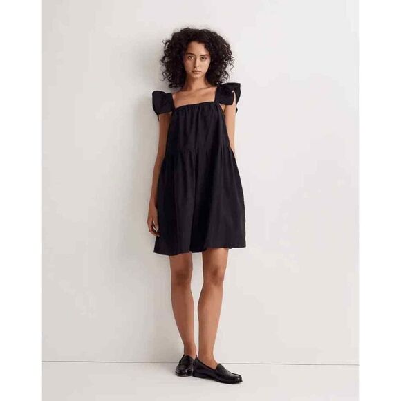 Madewell Marnay Flutter Sleeve Mini Dress Black- Size XS - Picture 1 of 9